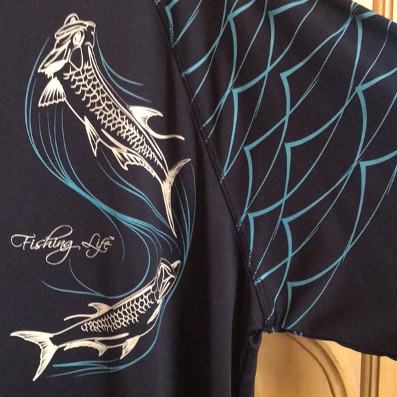 Fishing Life UPF Sunblock 50+ Outdoor Shirt Mens - Picture 2 of 9